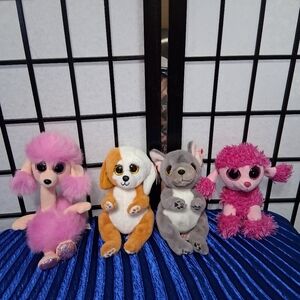 Set of Four Plush Toy Animals. Ty Beanie Babies